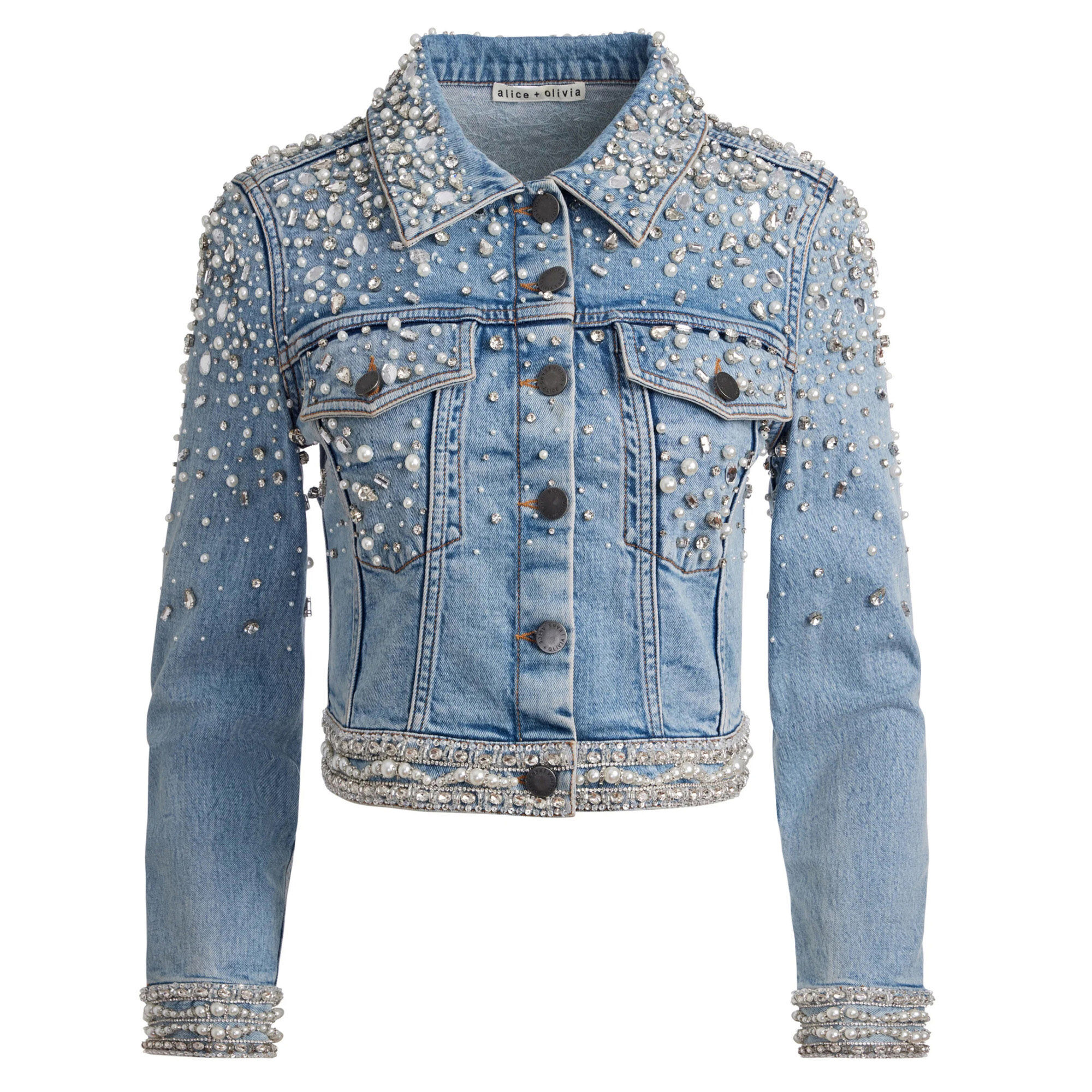 Alice + Olivia Nelson Embellished Denim Jacket | Tootsies
