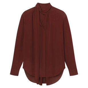 Vivi Long Sleeve Silk Tie-Neck Top