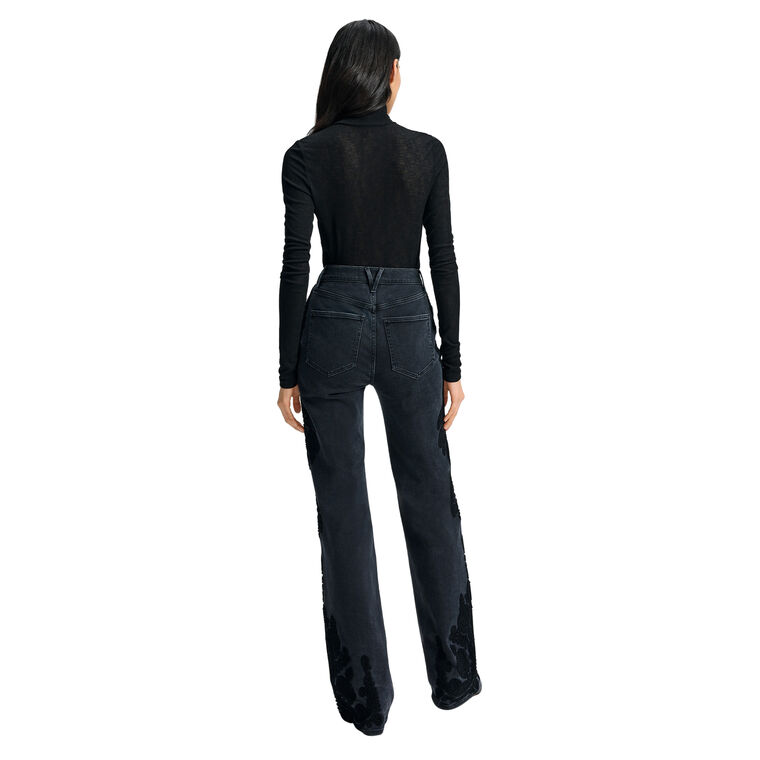 Crosbie Embroidered High-Rise Slim Wide-Leg Jean image number null