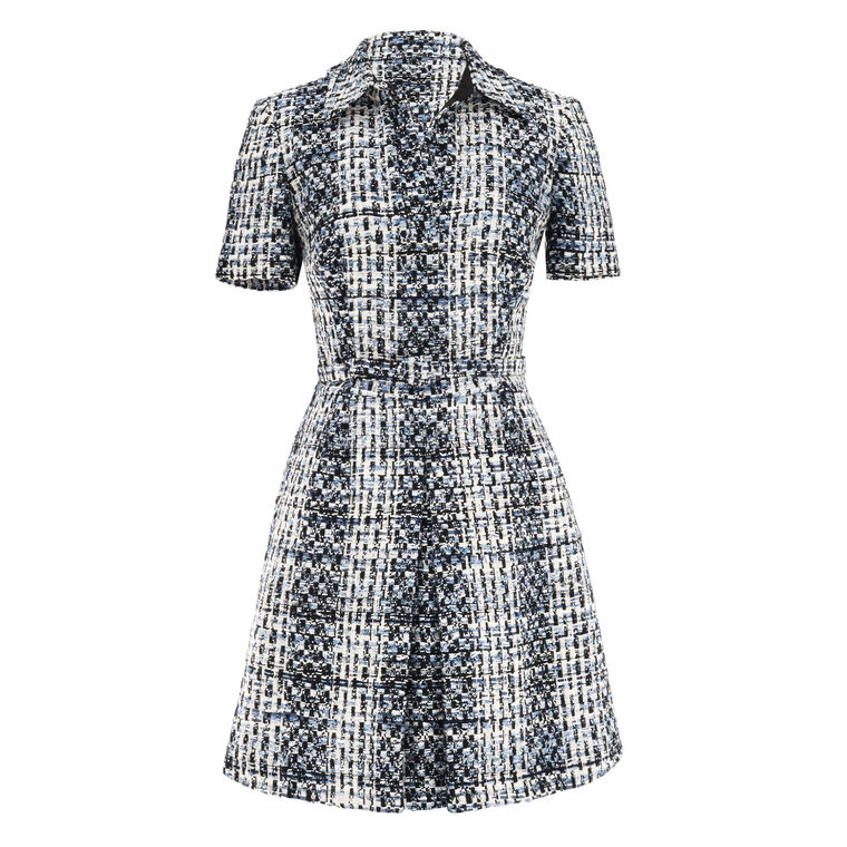 Tweed Belted Mini Shirtdress image number null