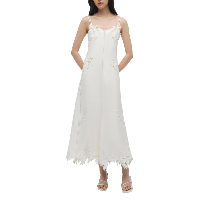 Ellery Sleeveless Embroidered Bustier Midi Dress image number null