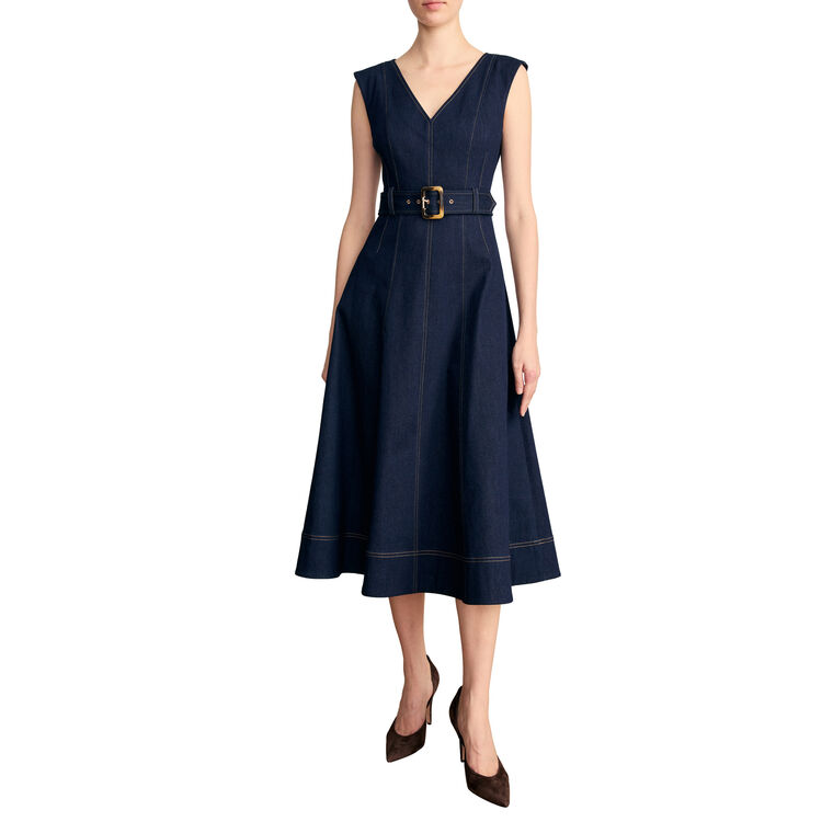 Cosette Belted Denim Dress image number null