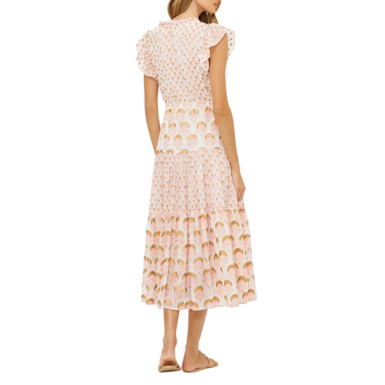 Cinched Flirty Short Sleeve Midi Dress image number null