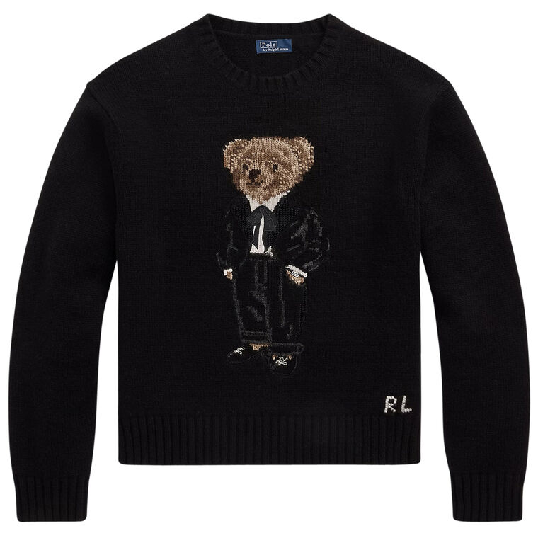 Wool-Cashmere Polo Bear Pullover Sweater image number null