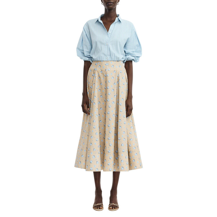 Floral Printed Cotton Parker Midi Skirt image number null