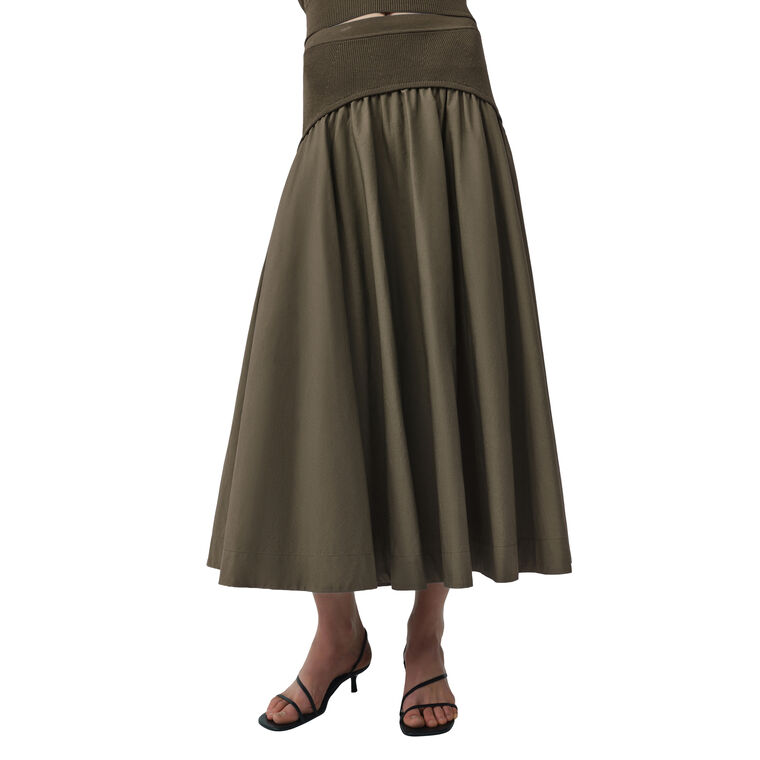 Ovie Knit Cotton Midi Skirt image number null