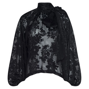 Rhett Long Sleeve Oversized Burnout Satin Blouse