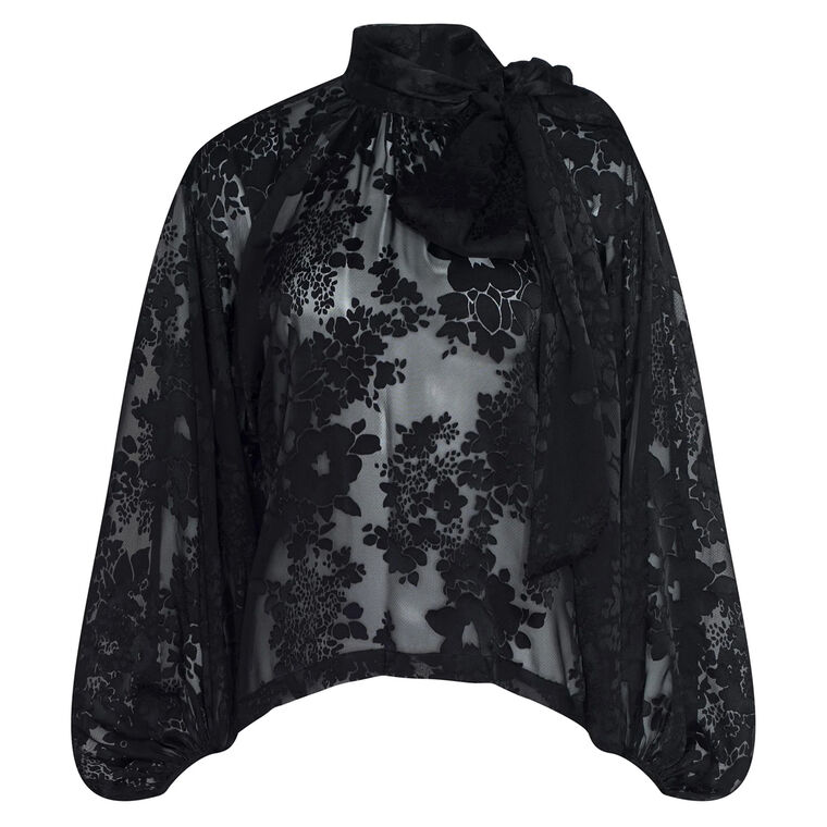 Rhett Long Sleeve Oversized Burnout Satin Blouse image number null