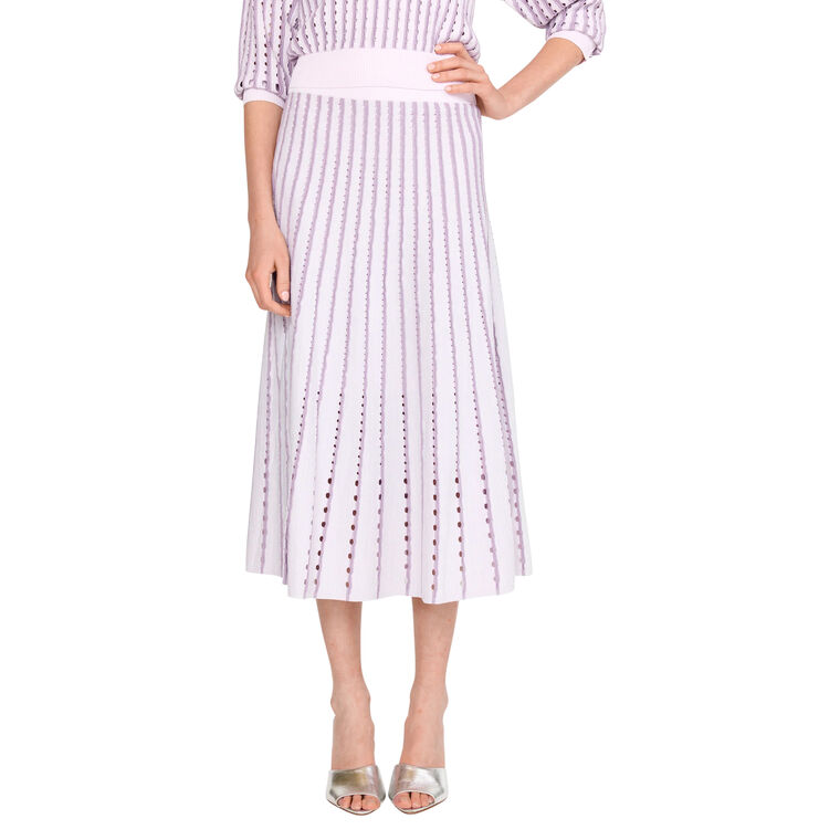 Colton Pinstripe Open-Knit Midi Skirt image number null
