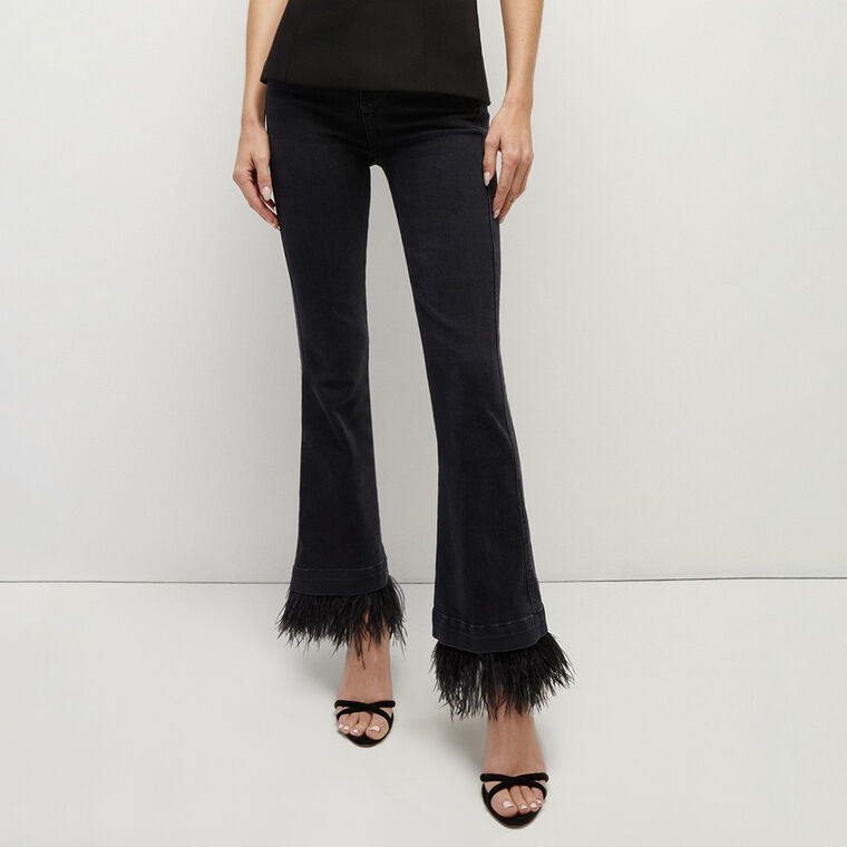 Carson Removable Feather Trim Jean image number null