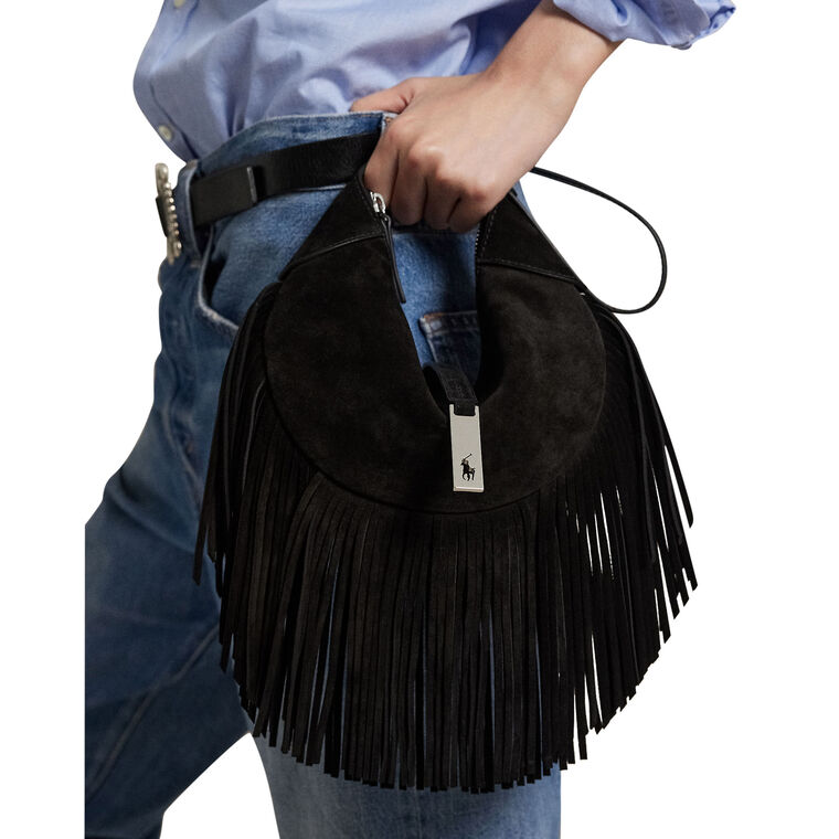 Small Suede Fringe Shoulder Bag image number null