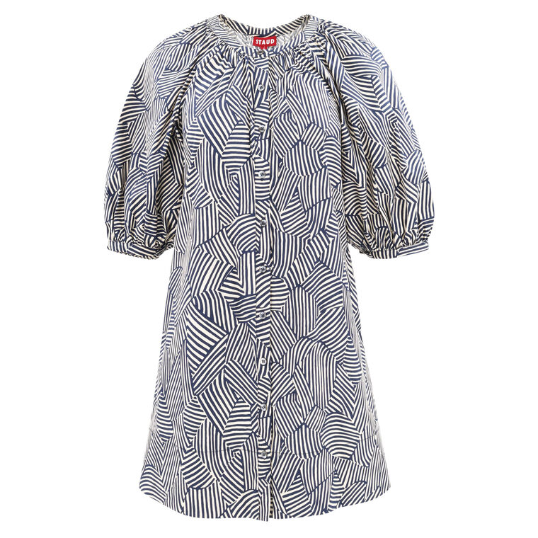 Vincent Abstract Stripe Cotton Mini Dress image number null