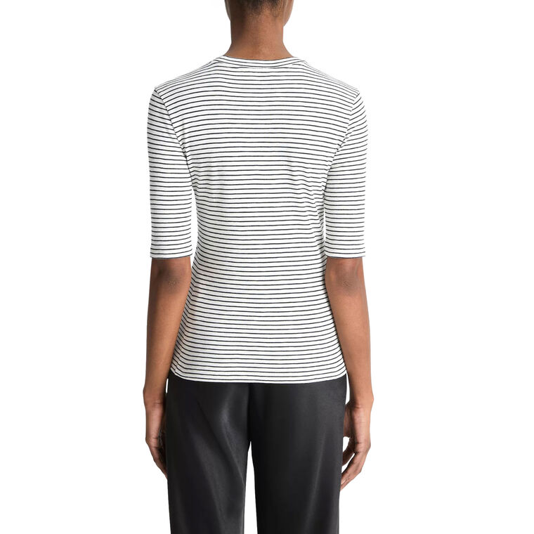 Striped Cotton-Blend Elbow-Sleeve T-Shirt image number null