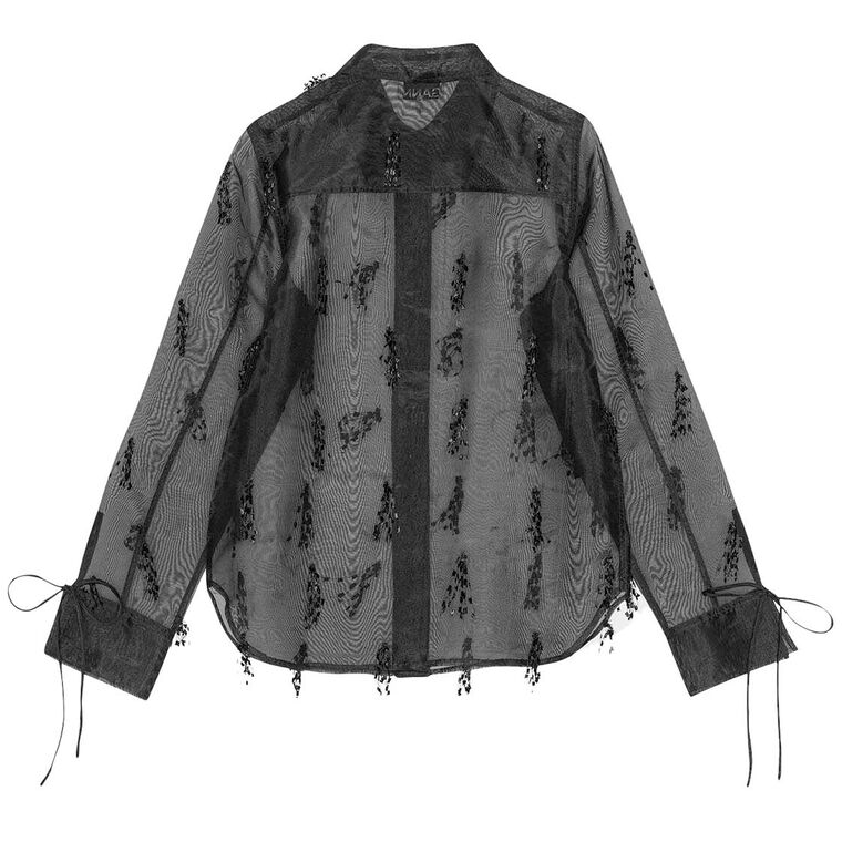 Fringed Organza Long Sleeve Shirt image number null