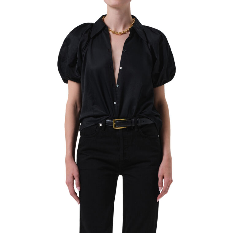Leila Puff Sleeve Button-Up Blouse image number null