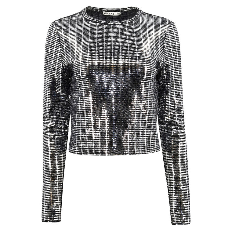 Delaina Sequined Long-Sleeve Top image number null