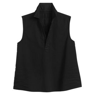 Olivia Collared V-Neck Popover Denim Tank