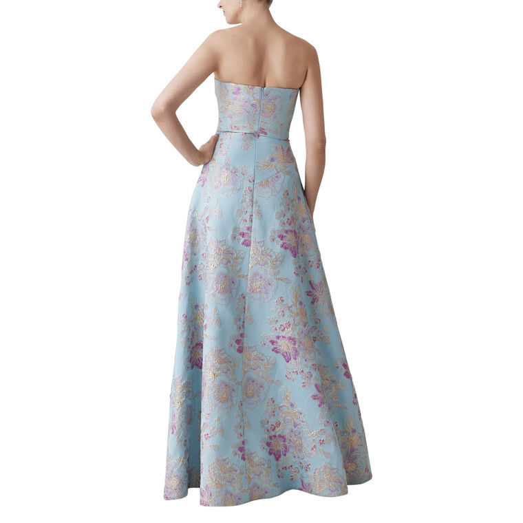 Sleeveless Metallic Multi Jacquard Gown image number null