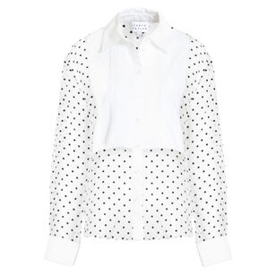 Arielle Long Sleeve Sheer Organdy Top With Cotton Poplin Bib Arielle Long Sleeve Sheer Organdy Top With Cotton Poplin Bib