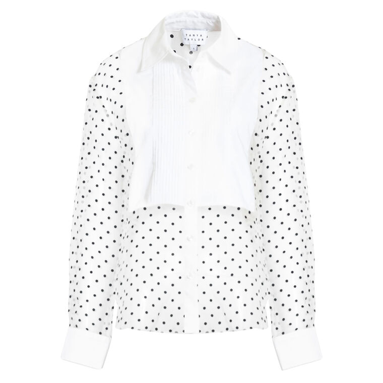Arielle Long Sleeve Sheer Organdy Top With Cotton Poplin Bib image number null