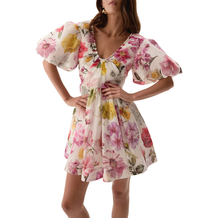Fleur Puff Sleeve Mini Dress image number null
