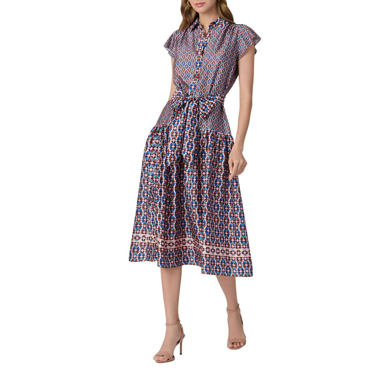 Kennedy Short Sleeve Midi Dress With Tie Belt image number null