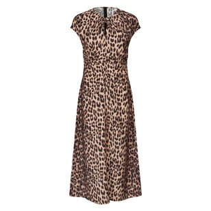 Akeyla Short Sleeve Leopard Midi Dress
