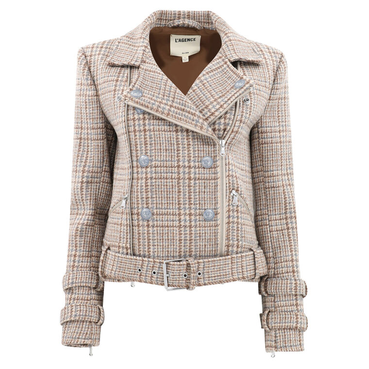 Billie Plaid Belted Wool Jacket image number null