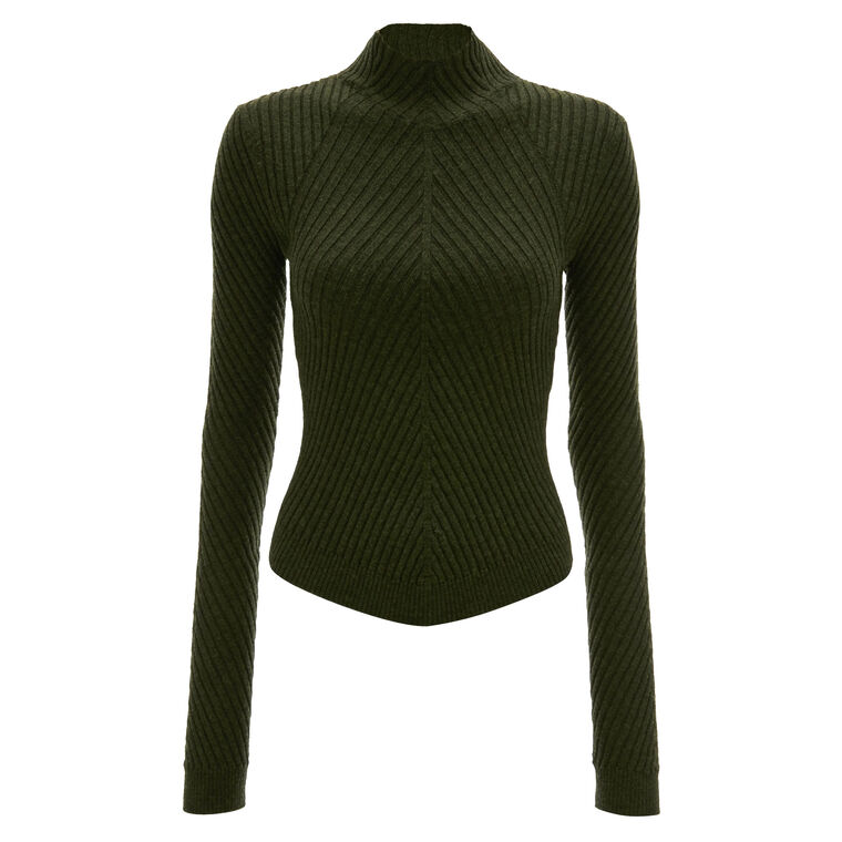 Ribbed Long Sleeve Knit Polo Top image number null