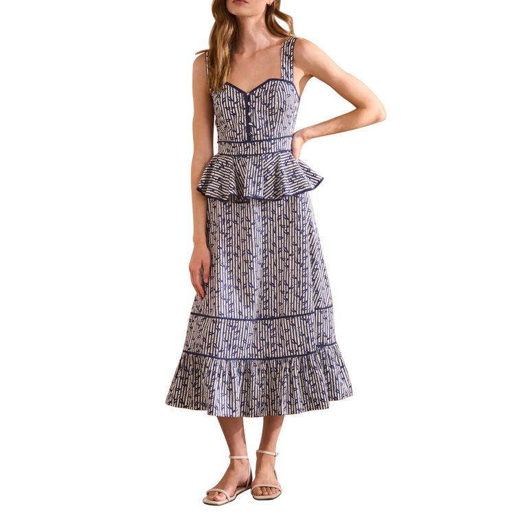 Lacey Sleeveless Peplum Midi Dress image number null