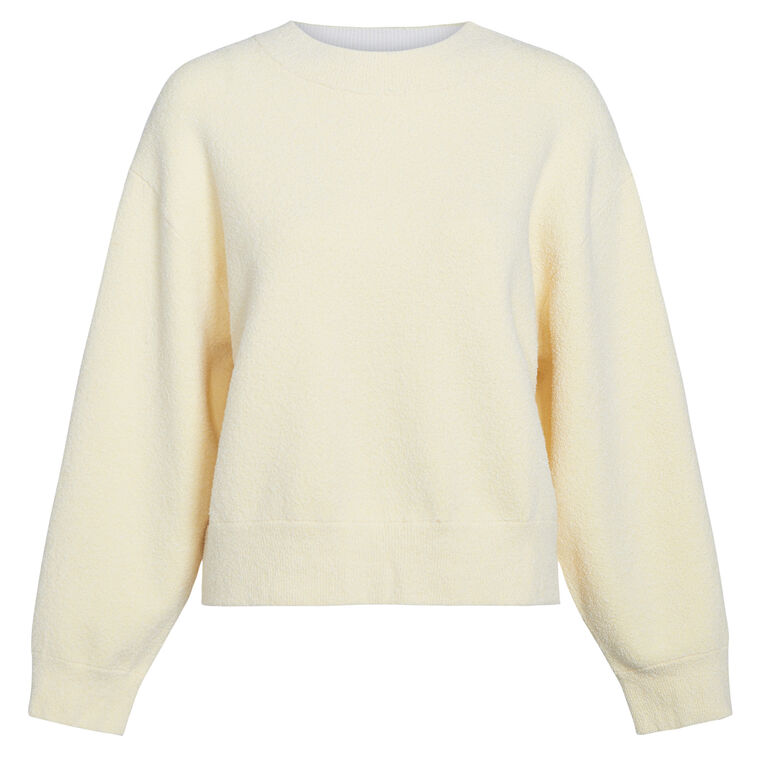 Structured Cotton-Blend Boucle Crew Neck Sweater image number null