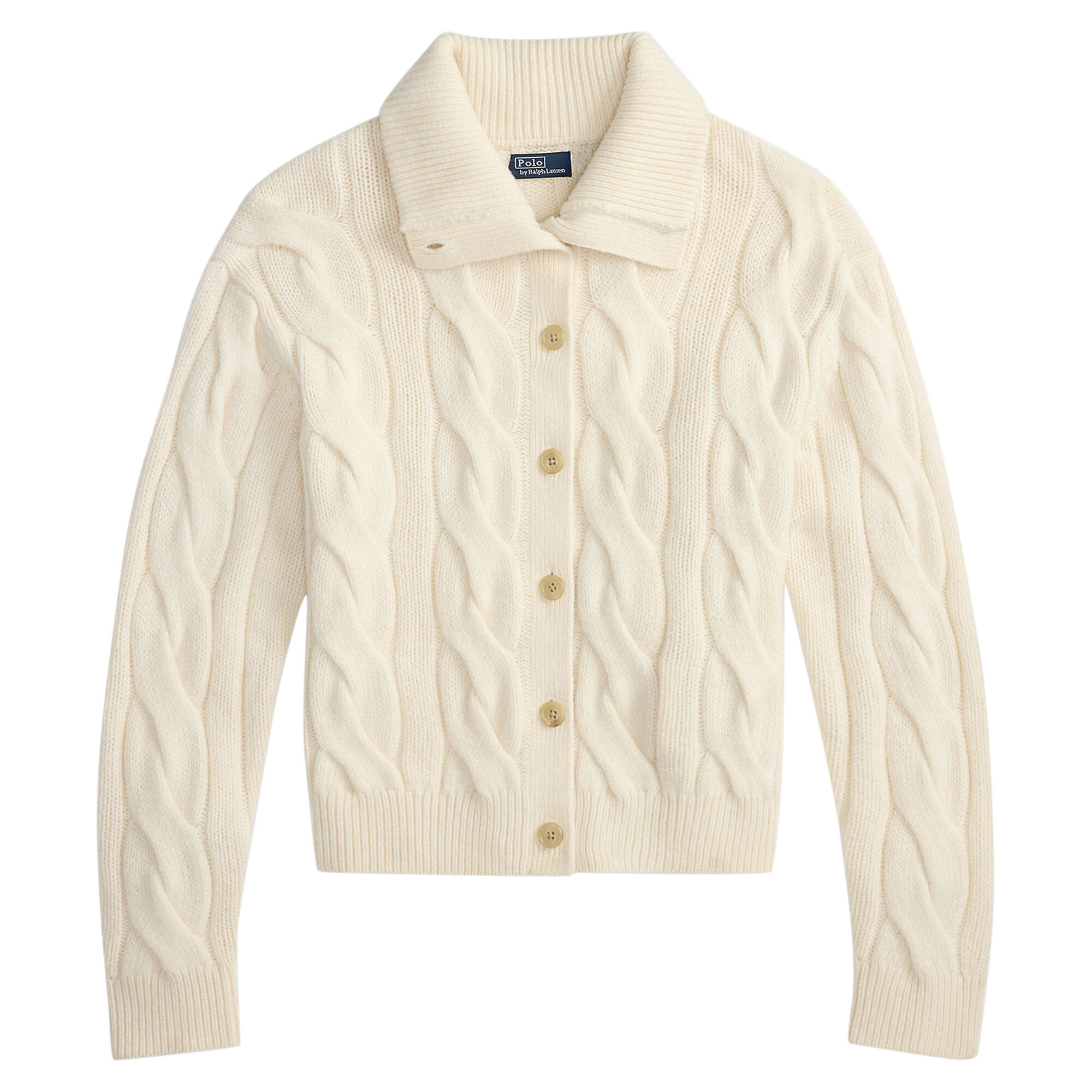 Polo Ralph Lauren Cable Wool-Cashmere Mock Neck Cardigan Sweater
