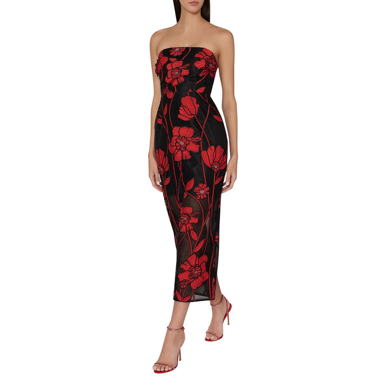 Shiloh Strapless Grand Fleur Embroidered Maxi Dress image number null