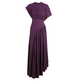 Short Sleeve Asymmetrical Jersey Midi Dress