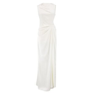 Sleeveless Lightweight Satin Gathered Gown