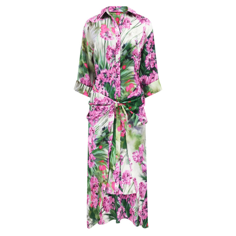 Kynlee Floral Tie-Waist Shirt Dress image number null