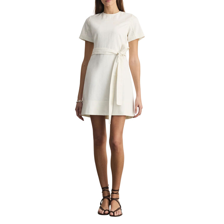 Elle Short Sleeve Belted Denim Mini Dress image number null