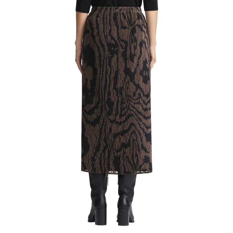 Wood Grooves Print Pull On Midi Skirt image number null