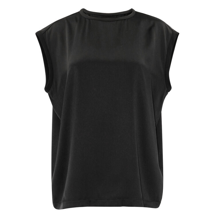 Round Neck Sleeveless Silk Top image number null