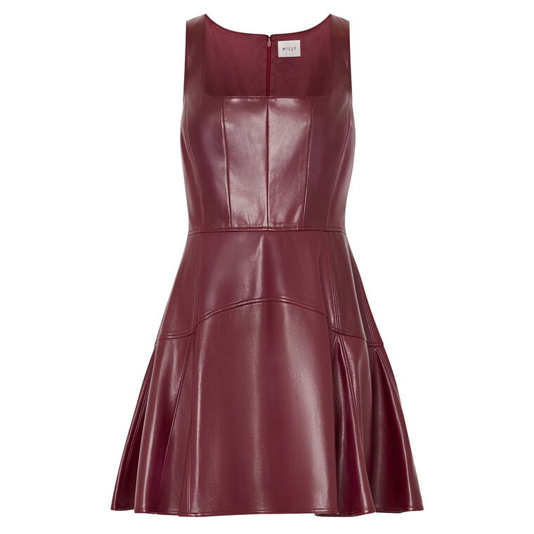 Sleeveless Vegan Leather Mini Dress image number null