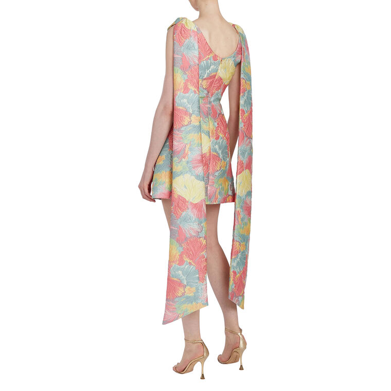 Gita Sherbet Floral Brocade Scoop Neck Mini Dress image number null