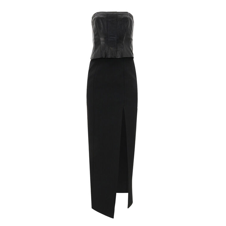 Adriana Strapless Mixed Media Maxi Dress image number null