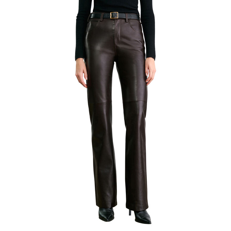 Joan High-Rise Straight-Leg Leather Pant image number null