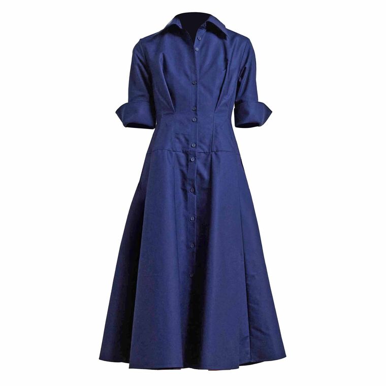 Contour Short Sleeve Cotton Midi Shirt Dress image number null