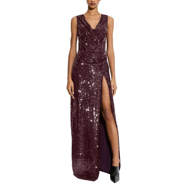 Sequin High Waist Slit Maxi Skirt image number null