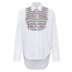 Sol Long Sleeve Button-Down Shirt With Bib Embroidery