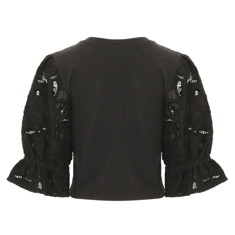 Carmine Embroidered Puff-Sleeve Top image number null