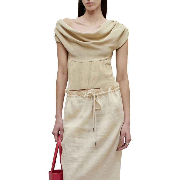 Meeka Cowl Neck Knit Tank Top image number null