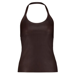 Cherry Leather Halterneck Top