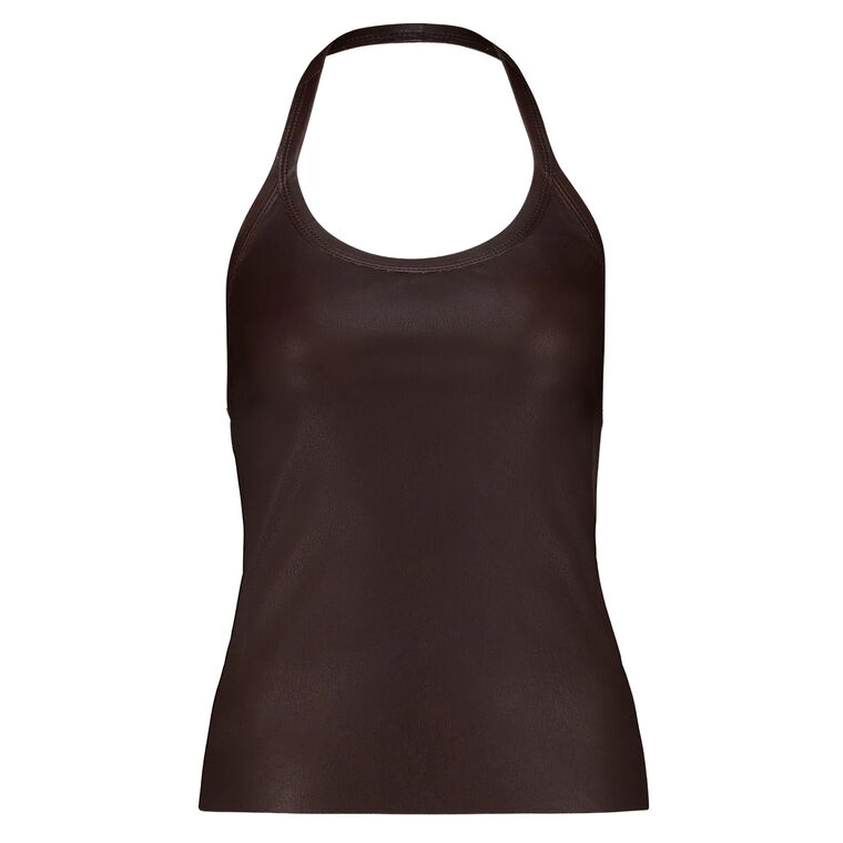 Cherry Leather Halterneck Top image number null